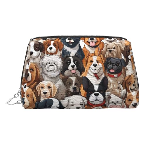 EZDLOWVBA Kosmetiktasche mit vielen Hunden, Reißverschluss, leichte Leder-Make-up-Tasche, silber, Einheitsgröße EZDLOWVBA Kosmetiktasche mit vielen Hunden, Reißverschluss, leichte Leder-Make-up-Tasche, silber, Einheitsgröße von EZDLOWVBA