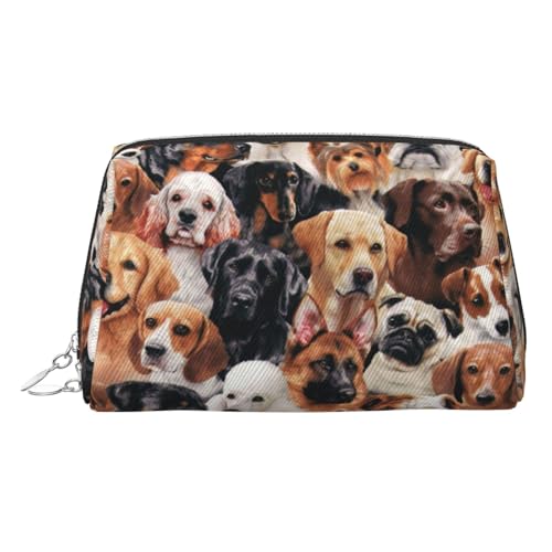 EZDLOWVBA Kosmetiktasche mit vielen Hunden, Reißverschluss, leichte Leder-Make-up-Tasche, silber, Einheitsgröße EZDLOWVBA Kosmetiktasche mit vielen Hunden, Reißverschluss, leichte Leder-Make-up-Tasche, silber, Einheitsgröße von EZDLOWVBA