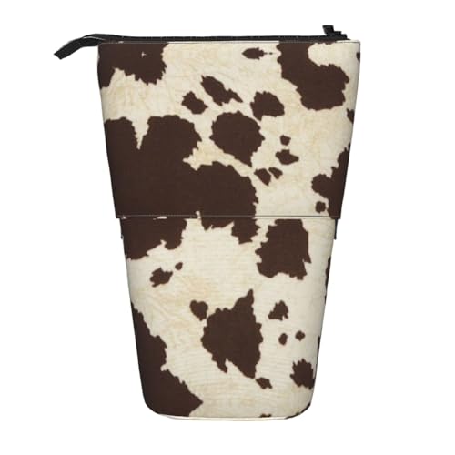 EZDLOWVBA Kuhfell Druck Schreibwaren Tasche für Jungen & Mädchen Ständer Bleistifthalter Reißverschluss Federmäppchen Teleskopkoffer Studenten & Büro Mittelschule von EZDLOWVBA