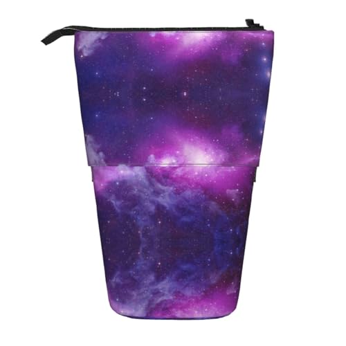 EZDLOWVBA Lila & Blau Galaxie Druck Schreibwaren Tasche für Jungen & Mädchen Ständer Bleistifthalter Reißverschluss Federmäppchen Teleskopkoffer Studenten & Büro Mittelschule von EZDLOWVBA