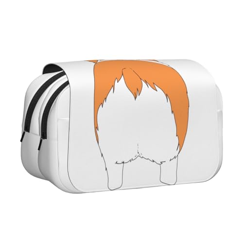 EZDLOWVBA Lustiges Federmäppchen mit Corgi Butt braunem Druck, großes Fassungsvermögen, Stifteetui mit 2 Fächern, Stifthalter, Organizer, Schreibwaren-Tasche von EZDLOWVBA