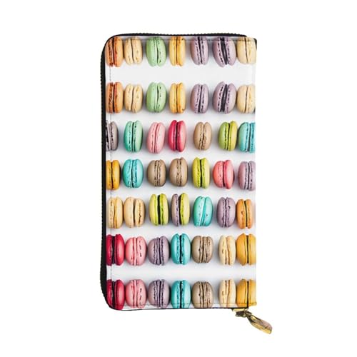 EZDLOWVBA Macaron Biscuit Flavored Pastries Print Women Wallets, Large Capacity Clutch Purse for Women Ladie Men Wallet Clearance Credit Card Holder PU Handbag, Schwarz , Einheitsgröße von EZDLOWVBA