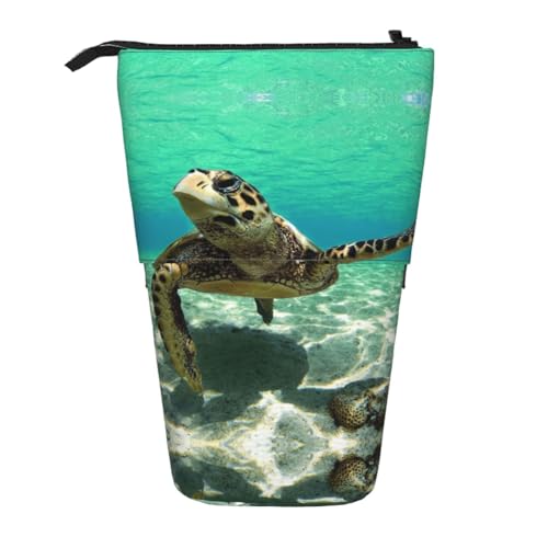 EZDLOWVBA Meeresschildkröte Druck Schreibwaren Tasche für Jungen & Mädchen Ständer Bleistifthalter Reißverschluss Federmäppchen Teleskopkoffer Studenten & Büro Mittelschule von EZDLOWVBA