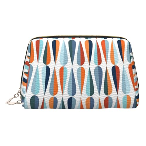 EZDLOWVBA Moderne Kosmetiktasche für Damen, Motiv: Mitte des Jahrhunderts, mit Tropfenformen, Reißverschluss, Make-up-Tasche, Kulturbeutel, leichte Leder-Make-up-Tasche, gold, Einheitsgröße EZDLOWVBA Moderne Kosmetiktasche für Damen, Motiv: Mitte des Jahrhunderts, mit Tropfenformen, Reißverschluss, Make-up-Tasche, Kulturbeutel, leichte Leder-Make-up-Tasche, gold, Einheitsgröße von EZDLOWVBA
