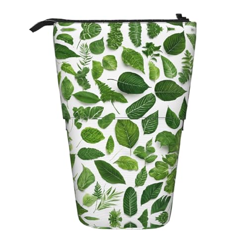 EZDLOWVBA Monstera Deliciosa Bananen-Palmendruck Schreibwarentasche für Jungen & Mädchen, Ständer Stifthalter, Reißverschluss Federmäppchen, Teleskopetui, Studenten & Büro Mittelschule von EZDLOWVBA