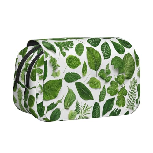 EZDLOWVBA Monstera Deliciosa Federmäppchen mit Bananen-Palmendruck, großes Fassungsvermögen, Stifteetui mit 2 Fächern, Stifthalter, Organizer, Schreibwaren-Tasche von EZDLOWVBA