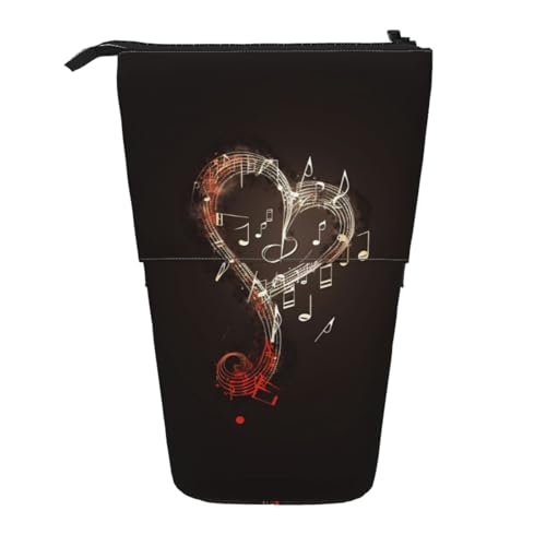 EZDLOWVBA Musiksymbole Liebe Druck Schreibwaren Tasche für Jungen & Mädchen Ständer Bleistifthalter Reißverschluss Federmäppchen Teleskopkoffer Studenten & Büro Mittelschule von EZDLOWVBA