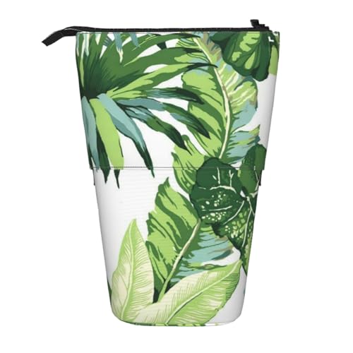 EZDLOWVBA Niedliche Bananenblätter Druck Schreibwaren Tasche für Jungen & Mädchen, Ständer Bleistifthalter, Reißverschluss Federmäppchen, Teleskopetui, Studenten & Büro Mittelschule von EZDLOWVBA