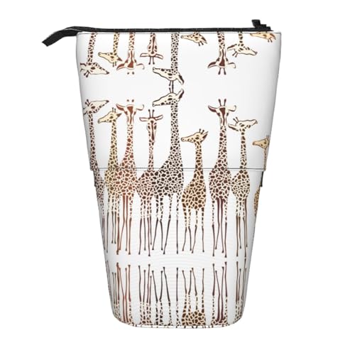 EZDLOWVBA Niedliche Cartoon-lustige Giraffen-Druck-Schreibwaren-Tasche für Jungen und Mädchen, Ständer Stifthalter, Reißverschluss-Federmäppchen, Teleskop-Etui, Studenten & Büro Mittelschule von EZDLOWVBA