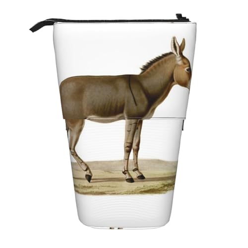 EZDLOWVBA Niedliche Esel-Druck-Schreibwaren-Tasche für Jungen und Mädchen, Ständer Stifthalter, Reißverschluss-Federmäppchen, Teleskop-Etui, Studenten & Büro, Mittelschule von EZDLOWVBA