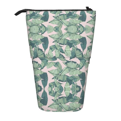 EZDLOWVBA Niedliche Palmenblätter Druck Schreibwaren Tasche für Jungen & Mädchen, Ständer Bleistifthalter, Reißverschluss Federmäppchen, Teleskopetui, Studenten & Büro Mittelschule von EZDLOWVBA