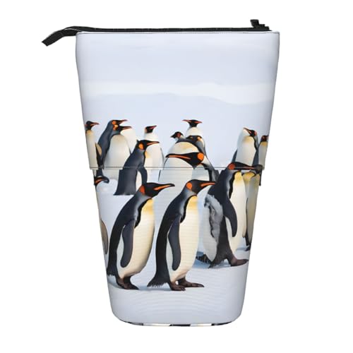 EZDLOWVBA Niedliche Pinguin-Tiermuster-Druck-Schreibwaren-Tasche für Jungen und Mädchen, Ständer Stifthalter, Reißverschluss-Federmäppchen, Teleskop-Etui, Studenten & Büro Mittelschule von EZDLOWVBA