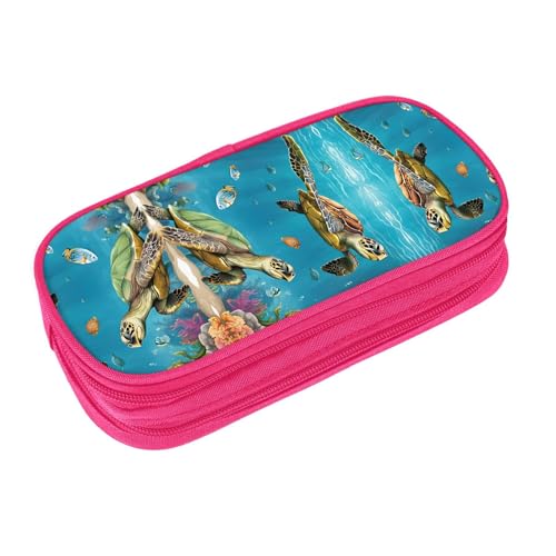 EZDLOWVBA Niedliches Federmäppchen mit Reißverschluss für Studenten, Mädchen, Meermuschel, Muschel, Schildkröte, Rosa, one size, Beautycase von EZDLOWVBA