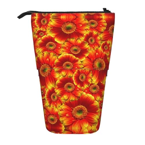 EZDLOWVBA Orange Sonnenblume Druck Schreibwaren Tasche für Jungen & Mädchen Ständer Bleistifthalter Reißverschluss Federmäppchen Teleskopkoffer Studenten & Büro Mittelschule von EZDLOWVBA
