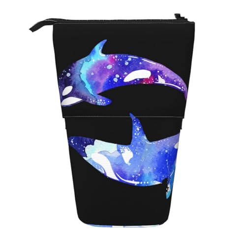 EZDLOWVBA Orca Killer Whale Print Schreibwaren Tasche für Jungen & Mädchen Ständer Bleistifthalter Reißverschluss Federmäppchen Teleskopkoffer Studenten & Büro Mittelschule von EZDLOWVBA