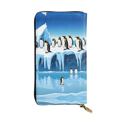 EZDLOWVBA Penguins On The Iceberg1 Damen-Geldbörse, großes Fassungsvermögen, Clutch-Geldbörse für Damen, Herren, Geldbörse, Kreditkartenhalter, PU-Handtasche, Schwarz , Einheitsgröße von EZDLOWVBA