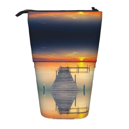 EZDLOWVBA Pier Print Schreibwaren Tasche für Jungen & Mädchen, Stand Bleistifthalter, Reißverschluss Federmäppchen, Teleskopetui, Studenten & Büro Mittelschule von EZDLOWVBA