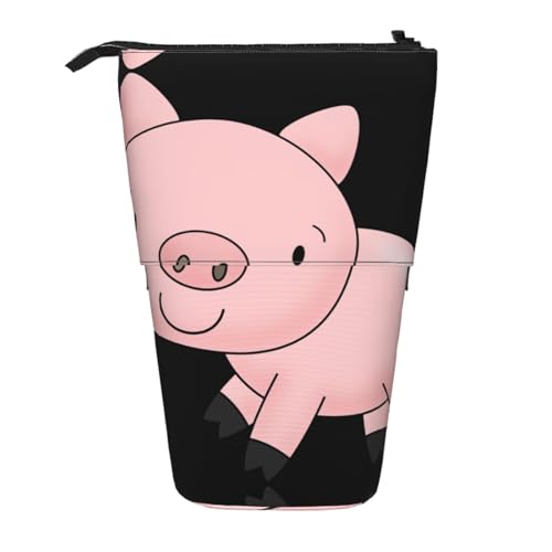 EZDLOWVBA Piggy Print Schreibwaren Tasche für Jungen & Mädchen, Ständer Bleistifthalter, Reißverschluss Federmäppchen, Teleskopetui, Studenten & Büro Mittelschule von EZDLOWVBA