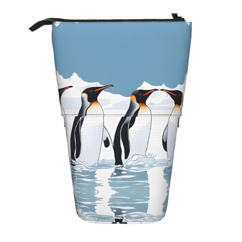 EZDLOWVBA Pinguin Druck Schreibwaren Tasche für Jungen & Mädchen, Ständer Bleistifthalter, Reißverschluss Federmäppchen, Teleskopetui, Studenten & Büro Mittelschule von EZDLOWVBA