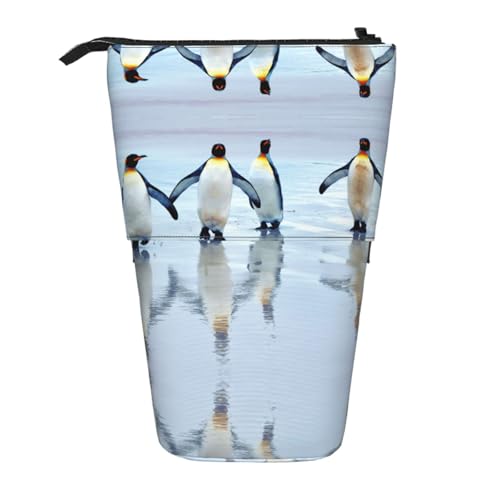 EZDLOWVBA Pinguin Druck Schreibwaren Tasche für Jungen & Mädchen, Ständer Bleistifthalter, Reißverschluss Federmäppchen, Teleskopetui, Studenten & Büro Mittelschule von EZDLOWVBA