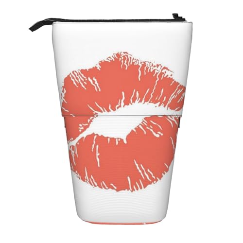EZDLOWVBA Red Kiss Print Schreibwaren Tasche für Jungen & Mädchen, Ständer Bleistifthalter, Reißverschluss Federmäppchen, Teleskopetui, Studenten & Büro Mittelschule von EZDLOWVBA