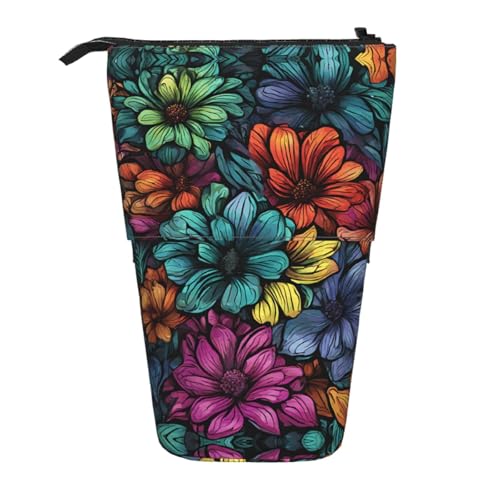 EZDLOWVBA Regenbogen Schmetterling Druck Schreibwaren Tasche für Jungen & Mädchen Ständer Bleistifthalter Reißverschluss Federmäppchen Teleskopkoffer Studenten & Büro Mittelschule von EZDLOWVBA