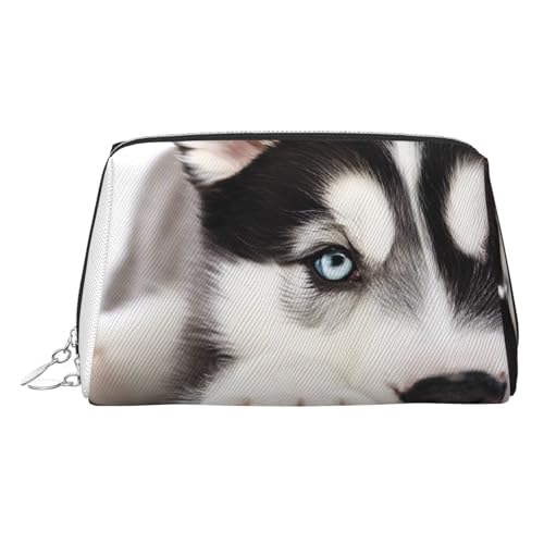 EZDLOWVBA Reise-Kosmetiktasche mit Husky-Hunde-Aufdruck, Reißverschluss, Make-up-Tasche, Kulturbeutel, leichte Leder-Make-up-Tasche, silber, Einheitsgröße EZDLOWVBA Reise-Kosmetiktasche mit Husky-Hunde-Aufdruck, Reißverschluss, Make-up-Tasche, Kulturbeutel, leichte Leder-Make-up-Tasche, silber, Einheitsgröße von EZDLOWVBA