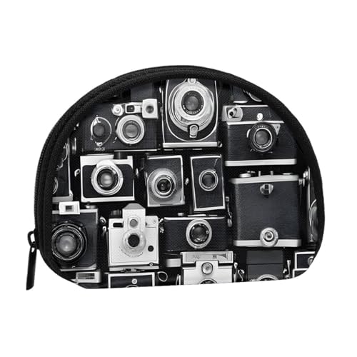 EZDLOWVBA Retro Cool Camera Collection Print Printed Mini Coin Purse with Zipper - Small Wallet for Women & Men, Compact Travel Money Organizer, Schwarz , Einheitsgröße von EZDLOWVBA
