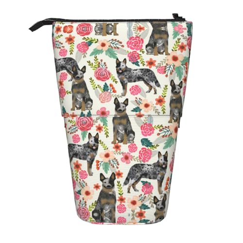 EZDLOWVBA Rinderhund Blumen Druck Schreibwaren Tasche für Jungen & Mädchen Ständer Bleistifthalter Reißverschluss Federmäppchen Teleskopkoffer Studenten & Büro Mittelschule EZDLOWVBA Rinderhund Blumen Druck Schreibwaren Tasche für Jungen & Mädchen Ständer Bleistifthalter Reißverschluss Federmäppchen Teleskopkoffer Studenten & Büro Mittelschule von EZDLOWVBA