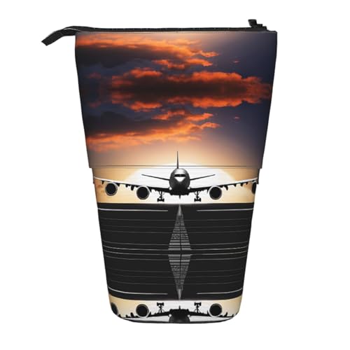 EZDLOWVBA Rucksack Flugzeug Druck Schreibwaren Tasche für Jungen & Mädchen Ständer Bleistifthalter Reißverschluss Federmäppchen Teleskopkoffer Studenten & Büro Mittelschule von EZDLOWVBA