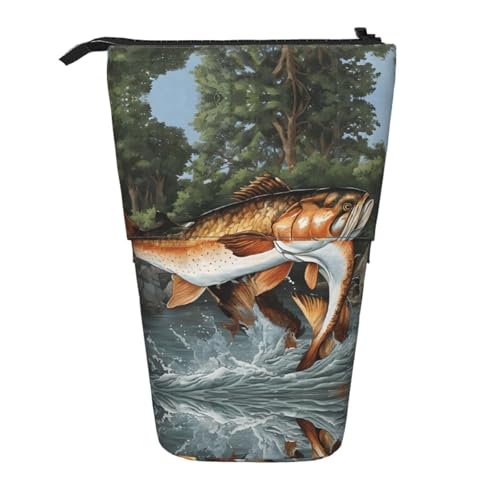 EZDLOWVBA Safflower Flying Fish Print Stationery Bag for Boys & Girls Stand Pencil Holder Zipper Pencil Case Teleskop Case Students & Office Middle School von EZDLOWVBA