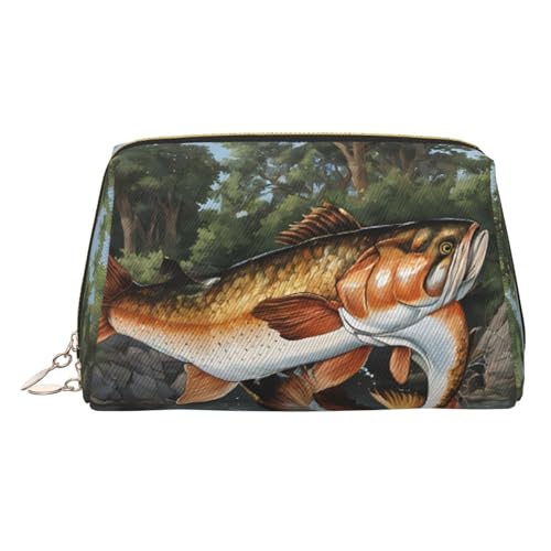 EZDLOWVBA Safflower Kosmetiktasche mit fliegendem Fisch-Druck, für Damen, mit Reißverschluss, Make-up-Tasche, Kulturbeutel, leichte Leder-Make-up-Tasche, gold, Einheitsgröße EZDLOWVBA Safflower Kosmetiktasche mit fliegendem Fisch-Druck, für Damen, mit Reißverschluss, Make-up-Tasche, Kulturbeutel, leichte Leder-Make-up-Tasche, gold, Einheitsgröße von EZDLOWVBA
