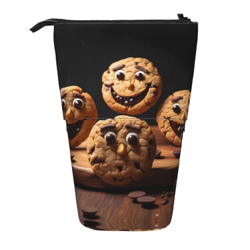 EZDLOWVBA Schokoladen-Chip-Druck-Schreibwaren-Tasche für Jungen und Mädchen, Ständer Stifthalter, Reißverschluss-Federmäppchen, Teleskop-Etui, Studenten & Büro Mittelschule von EZDLOWVBA