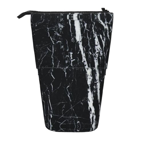 EZDLOWVBA Schwarz und Weiß Marmor Druck Schreibwaren Tasche für Jungen & Mädchen Ständer Bleistifthalter Reißverschluss Federmäppchen Teleskopkoffer Studenten & Büro Mittelschule von EZDLOWVBA
