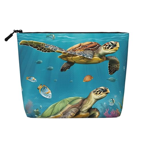 EZDLOWVBA Sea Conch Shell Turtle Print Sea Conch Shell Turtle Print Fake Hanf Makeup Bag - Travel and Daily Storage Essential - Reusable Cosmetic Bag Zipper Pouch Makeup Tool, Schwarz , Einheitsgröße, von EZDLOWVBA