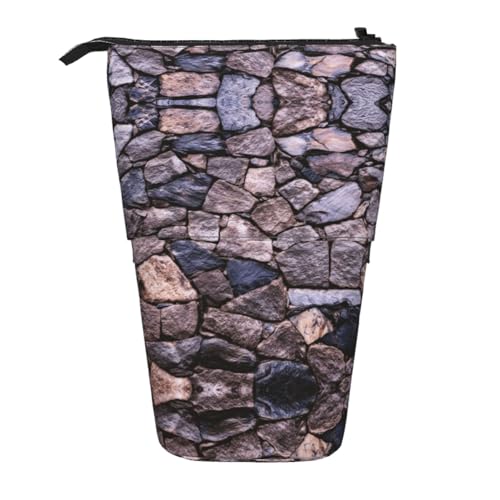 EZDLOWVBA Solide Stonewall Kunstdruck Schreibwaren Tasche für Jungen & Mädchen, Ständer Bleistifthalter, Reißverschluss Federmäppchen, Teleskopetui, Studenten & Büro Mittelschule von EZDLOWVBA