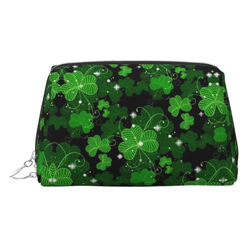 EZDLOWVBA St Patricks Day Kosmetiktasche für Damen, mit Blätteraufdruck, Reißverschluss, Make-up-Tasche, Kulturbeutel, leichte Leder-Make-up-Tasche, silber, Einheitsgröße EZDLOWVBA St Patricks Day Kosmetiktasche für Damen, mit Blätteraufdruck, Reißverschluss, Make-up-Tasche, Kulturbeutel, leichte Leder-Make-up-Tasche, silber, Einheitsgröße von EZDLOWVBA