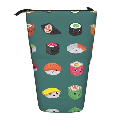EZDLOWVBA Sushi Druck Schreibwaren Tasche für Jungen & Mädchen Ständer Bleistifthalter Reißverschluss Federmäppchen Teleskopkoffer Studenten & Büro Mittelschule von EZDLOWVBA