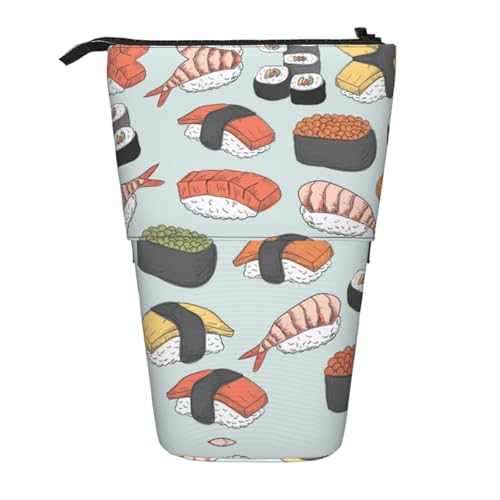 EZDLOWVBA Sushi Druck Schreibwaren Tasche für Jungen & Mädchen Ständer Bleistifthalter Reißverschluss Federmäppchen Teleskopkoffer Studenten & Büro Mittelschule von EZDLOWVBA