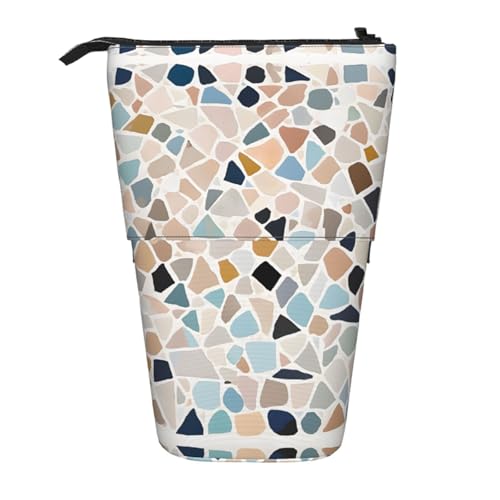 EZDLOWVBA Terrazzo Marmor Pastell Druck Schreibwaren Tasche für Jungen & Mädchen Ständer Bleistifthalter Reißverschluss Federmäppchen Teleskopkoffer Studenten & Büro Mittelschule von EZDLOWVBA