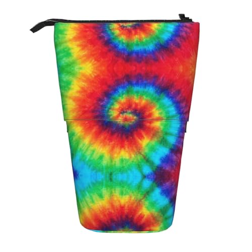 EZDLOWVBA Tie Dye Hippies Druck Schreibwaren Tasche für Jungen & Mädchen, Ständer Bleistifthalter, Reißverschluss Federmäppchen, Teleskopetui, Studenten & Büro Mittelschule von EZDLOWVBA