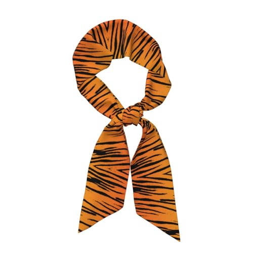 EZDLOWVBA Tiger Stripe Print Designs Satin Kopf Haar Handtasche Griff Highlights Schal Krawatte, Schwarz , One size von EZDLOWVBA