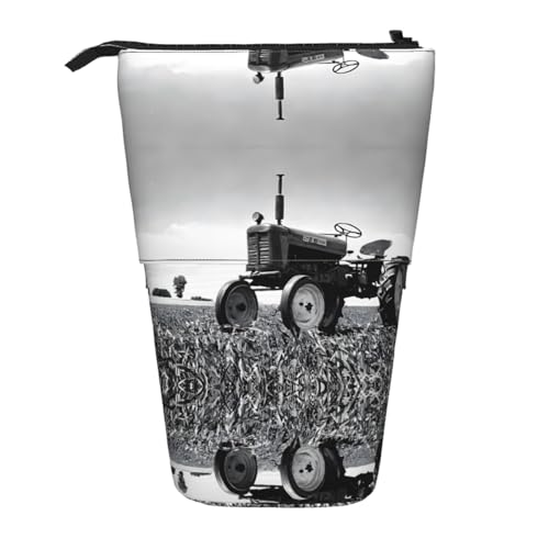 EZDLOWVBA Traktor Landwirtschaft Ruhiger Druck Schreibwaren Tasche für Jungen & Mädchen, Ständer Bleistifthalter, Reißverschluss Federmäppchen, Teleskopetui, Studenten & Büro Mittelschule von EZDLOWVBA
