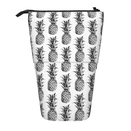 EZDLOWVBA Tropisches Thema Ananas Obst Muster Druck Schreibwaren Tasche für Jungen & Mädchen Ständer Bleistifthalter Reißverschluss Federmäppchen Teleskopkoffer Studenten & Büro Mittelschule von EZDLOWVBA