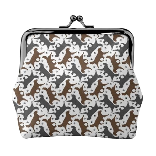 EZDLOWVBA Trotting Flat Coated Retrievers Pfotenabdruck Doppelverschluss Metallrahmen Leder Kiss Lock Kleingeldtasche Geldbörse für Frauen mit Schlüssel, kleine Geldbörsen, Schwarz , Einheitsgröße von EZDLOWVBA