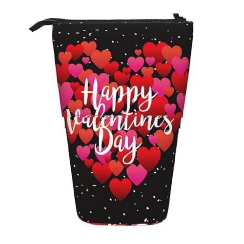 EZDLOWVBA Valentinstag Herz Garten Druck Schreibwaren Tasche für Jungen & Mädchen Ständer Bleistifthalter Reißverschluss Federmäppchen Teleskopkoffer Studenten & Büro Mittelschule von EZDLOWVBA