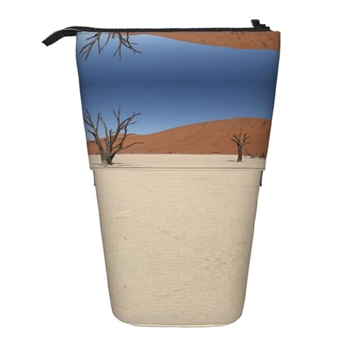 EZDLOWVBA Wüstenpflanzen-Druck-Schreibwaren-Tasche für Jungen und Mädchen, Ständer Stifthalter, Reißverschluss-Federmäppchen, Teleskop-Etui, Studenten & Büro, Mittelschule von EZDLOWVBA