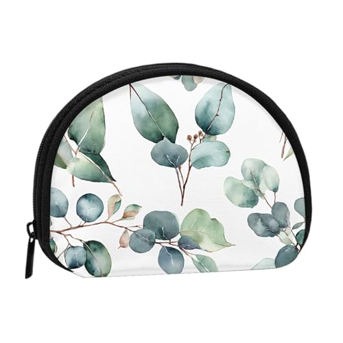 Eucalyptus Leaves Green Print Printed Mini Coin Purse with Zipper - Small Wallet for Women & Men, Compact Travel Money Organizer, Schwarz , Einheitsgröße von EZDLOWVBA