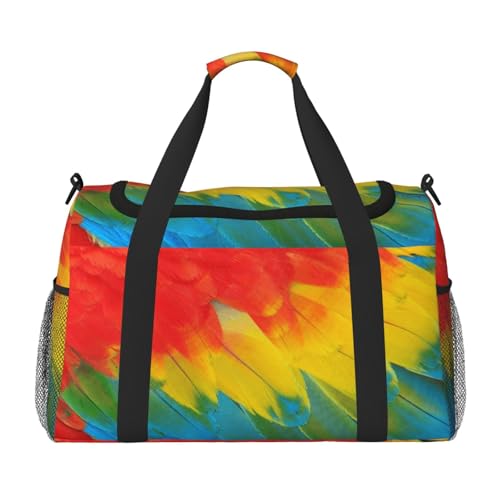 Fantastische Wochenendtasche mit Papageienfeder-Druck, Turnbeutel mit Handgepäck, Wochenendtasche, Reisetasche und Schultertasche für Reisen, Fitness Fantastische Wochenendtasche mit Papageienfeder-Druck, Turnbeutel mit Handgepäck, Wochenendtasche, Reisetasche und Schultertasche für Reisen, Fitness von EZDLOWVBA