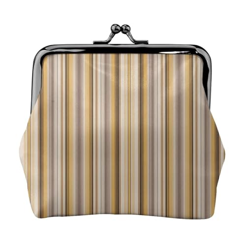 Gelbe Streifen Druck Doppelverschluss Metallrahmen Leder Kiss Lock Kleingeldtasche Geldbörse für Frauen mit Schlüssel, kleine Geldbörsen, Schwarz , Einheitsgröße von EZDLOWVBA